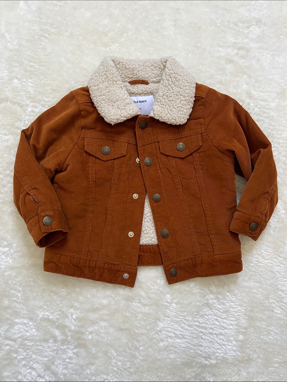 Old Navy Toddler Sherpa Collar Corduroy Jacket in Rust Brown